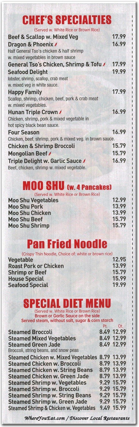 Chef specials menu scan