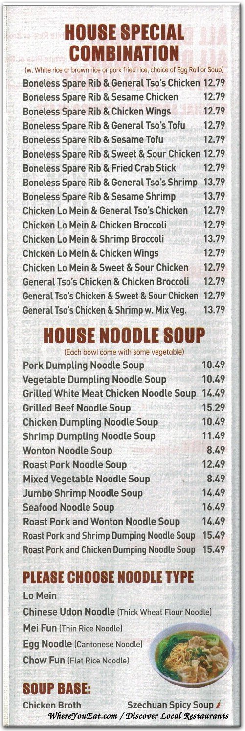 House specials and noodle soup menu scan